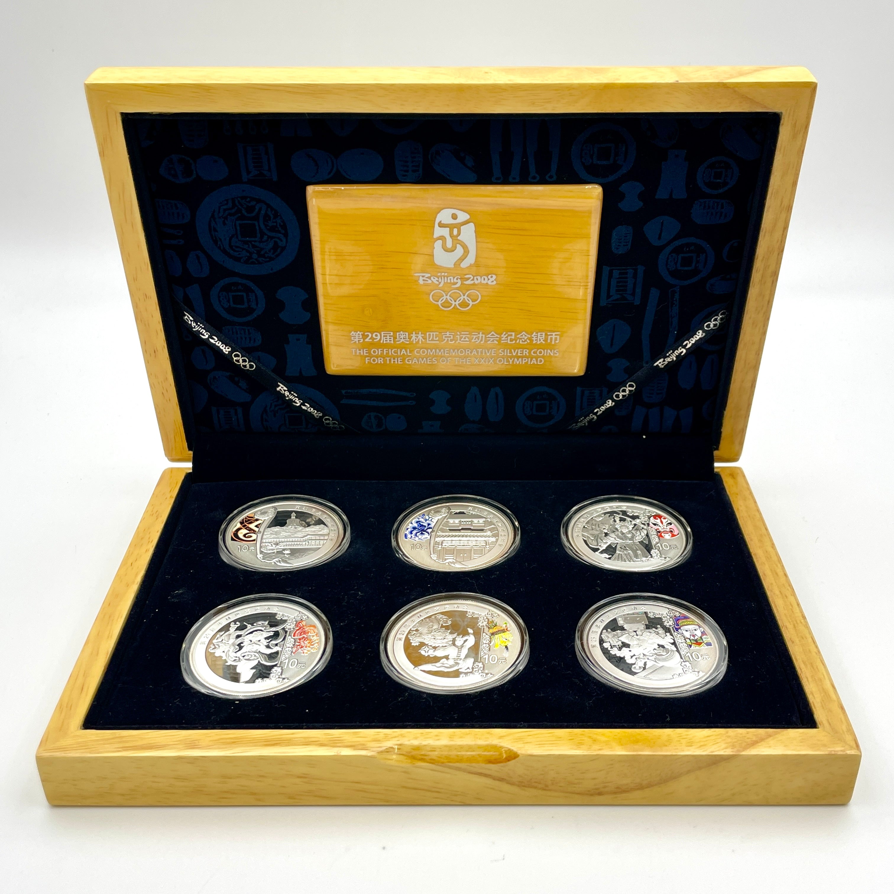 北京オリンピック_カラー銀貨6種セット_10元 純銀 1OZ_限定3000セット_未使用品