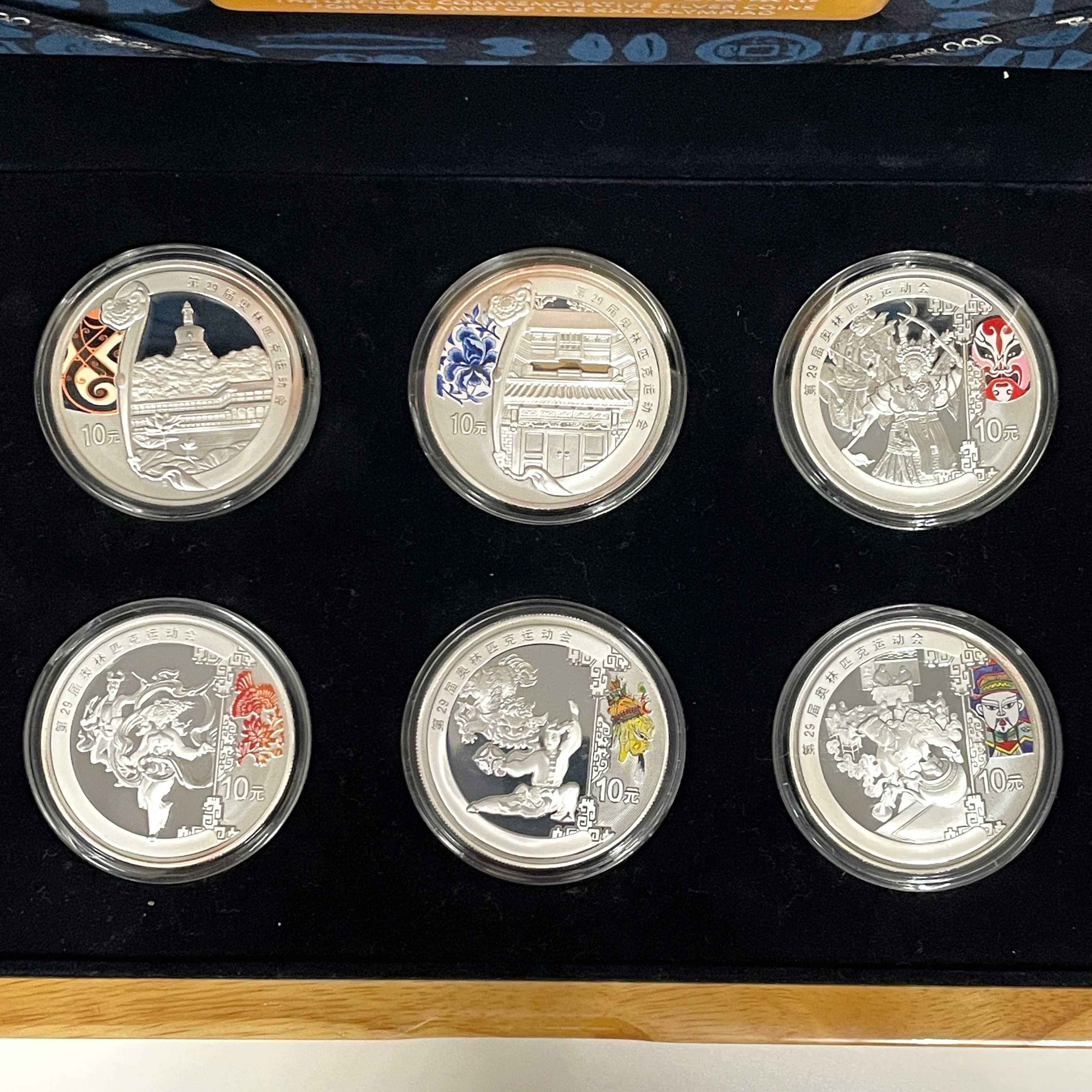 北京オリンピック_カラー銀貨6種セット_10元 純銀 1OZ_限定3000セット_未使用品