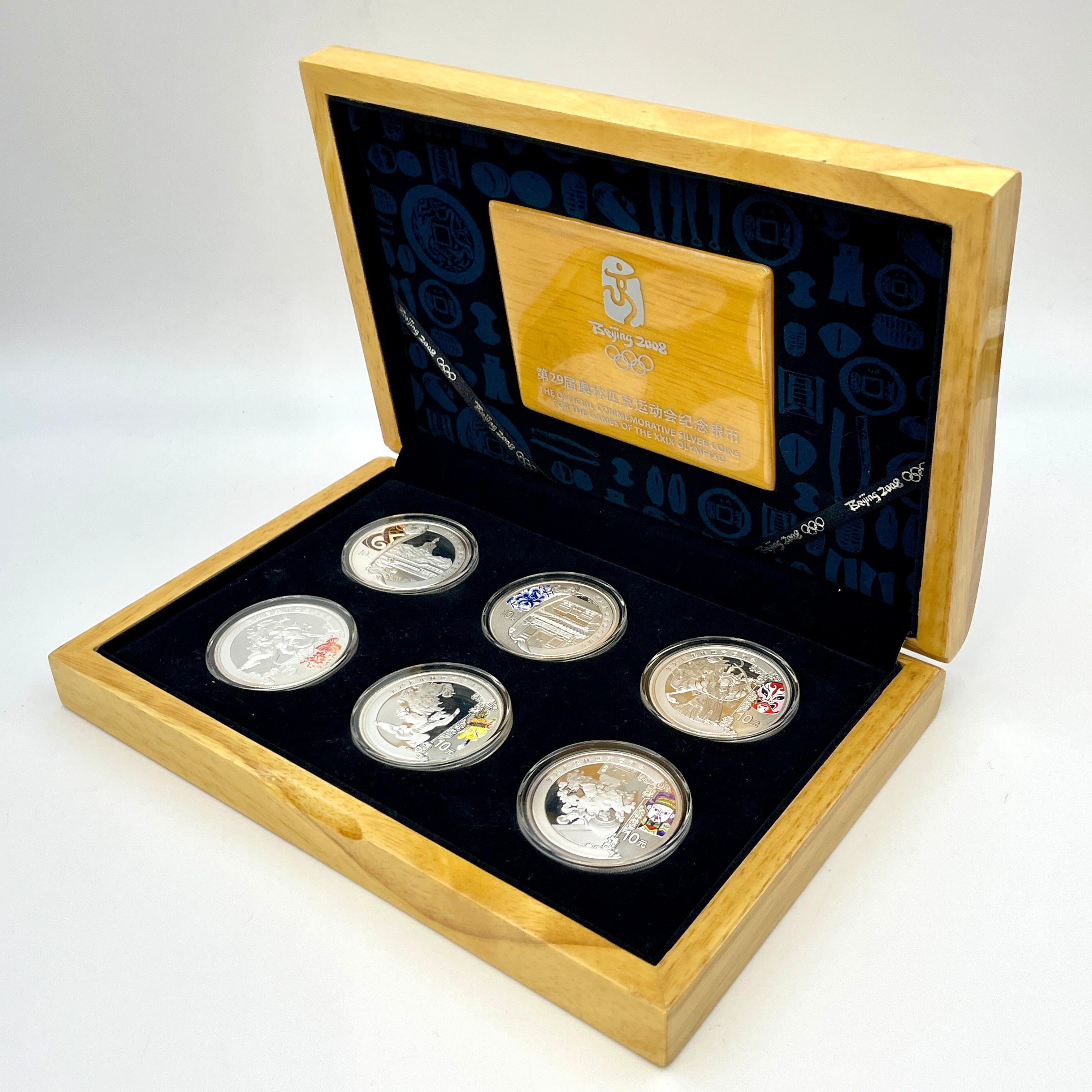 北京オリンピック_カラー銀貨6種セット_10元 純銀 1OZ_限定3000セット_未使用品