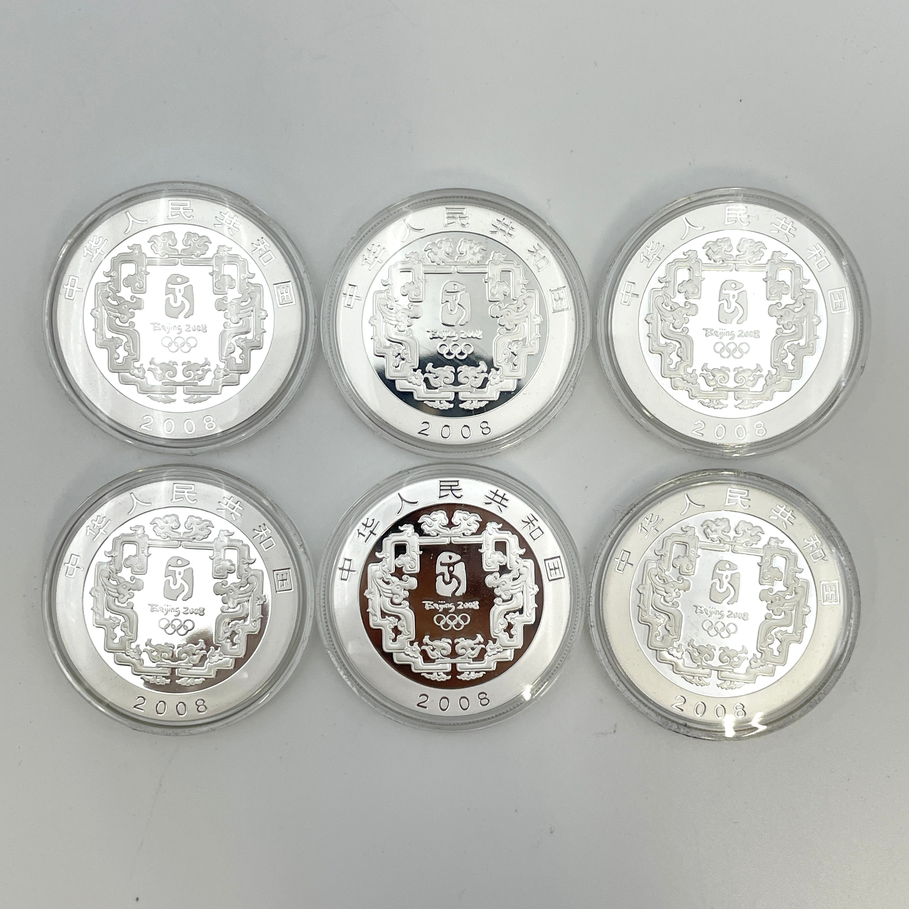 北京オリンピック_カラー銀貨6種セット_10元 純銀 1OZ_限定3000セット_未使用品