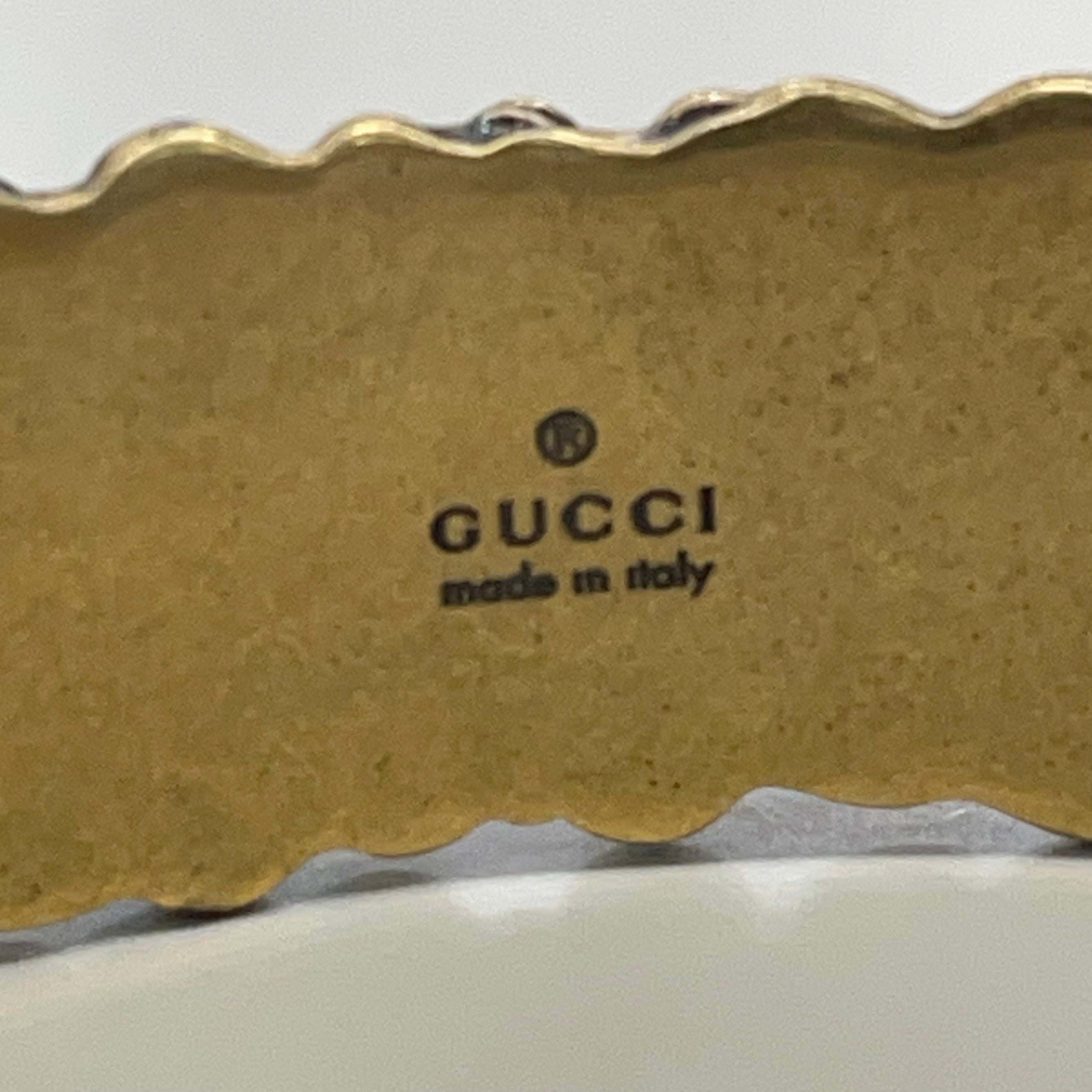 【送料無料】_GUCCI_（グッチ）_ライオンたてがみバングル_クリスタル付き　Lサイズ_中古品