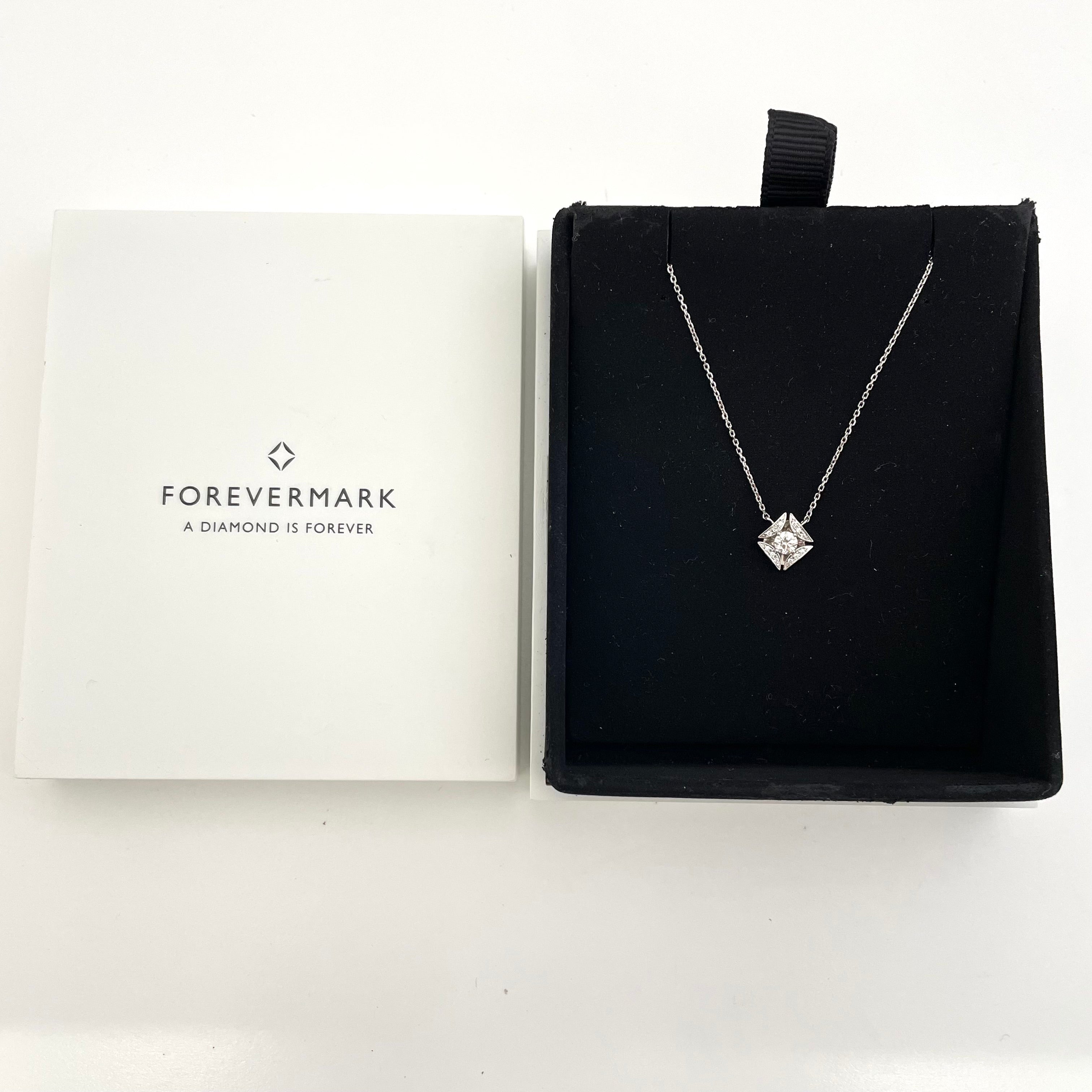 【送料無料】_ FOREVERMARK_（フォーエバーマーク）_エターナル コレクション _ソリティア パヴェ ペンダント_ Pt900/850 D0.18/0.02ct _中古品