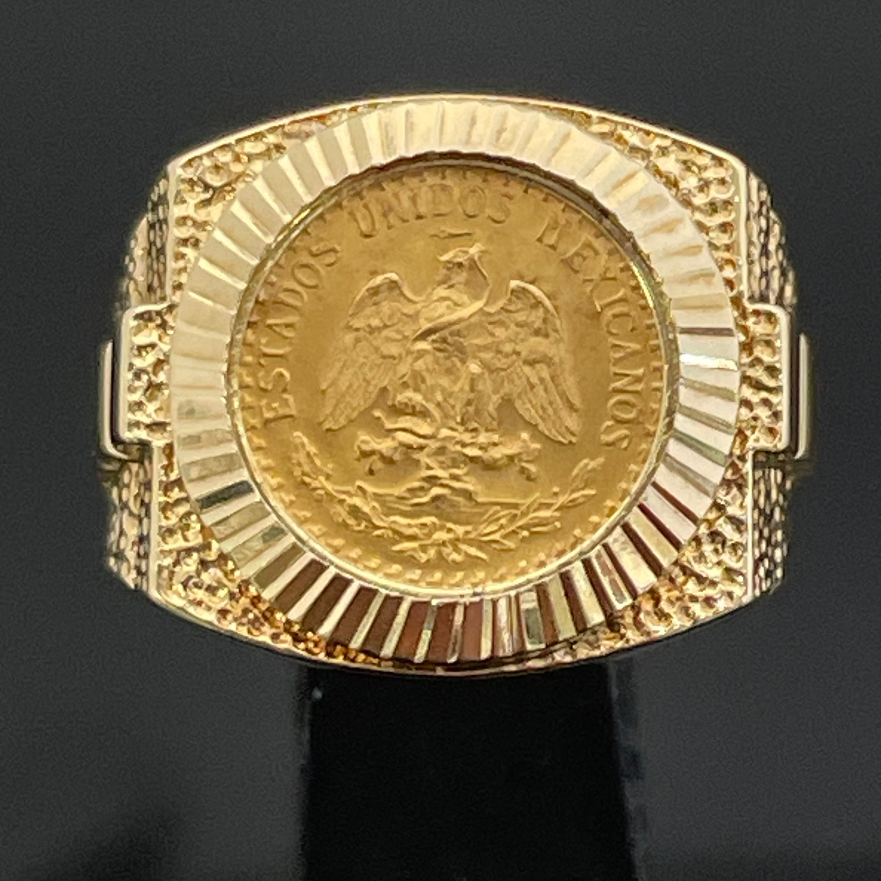 【送料無料】_  ノンブランド _メキシコ金貨コインリング_ K21.6/14K  10.1g _中古品