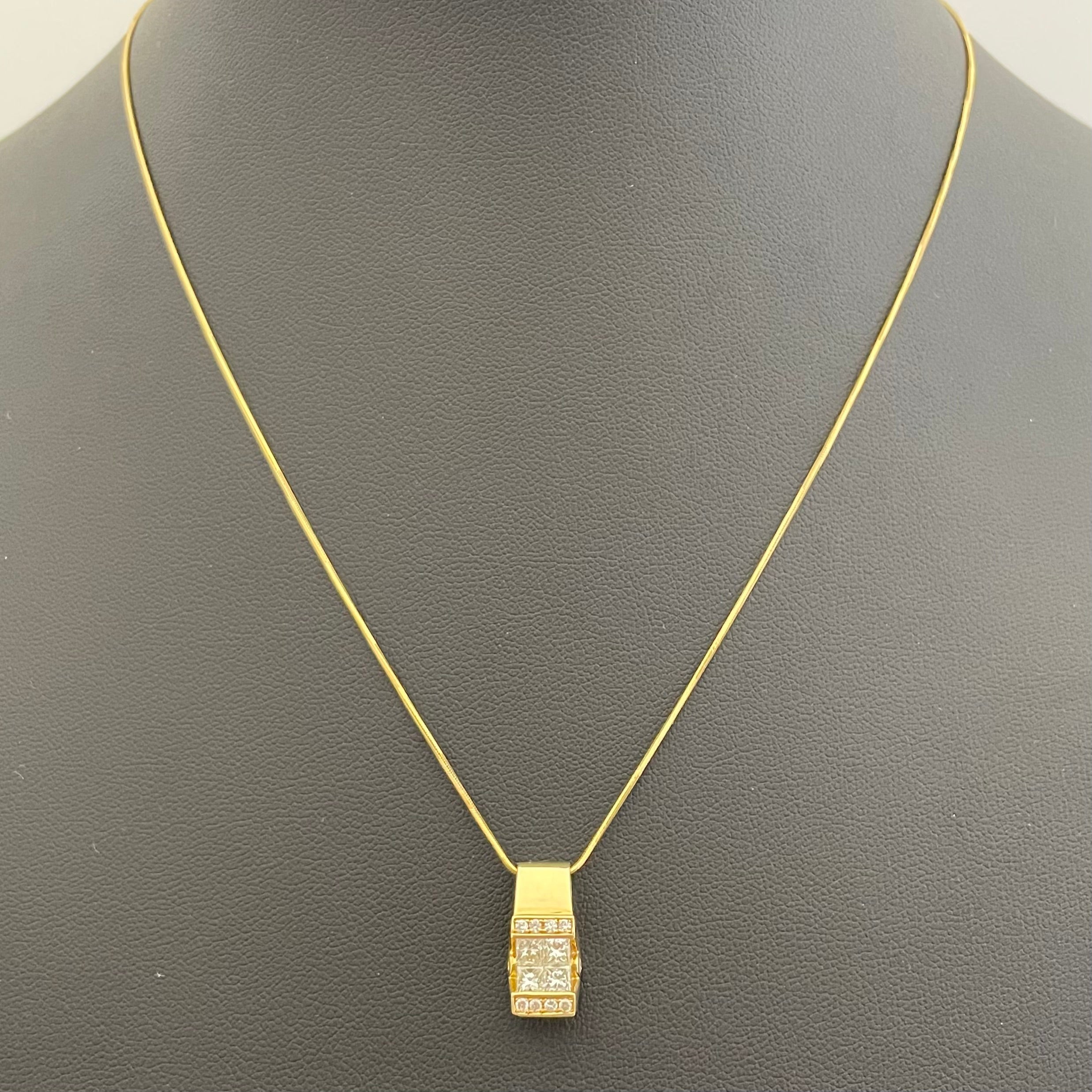 【送料無料】_ ノンブランド _K18ダイヤモンドネックレス_FD0.75ct/5.4g/45cm_ 中古品