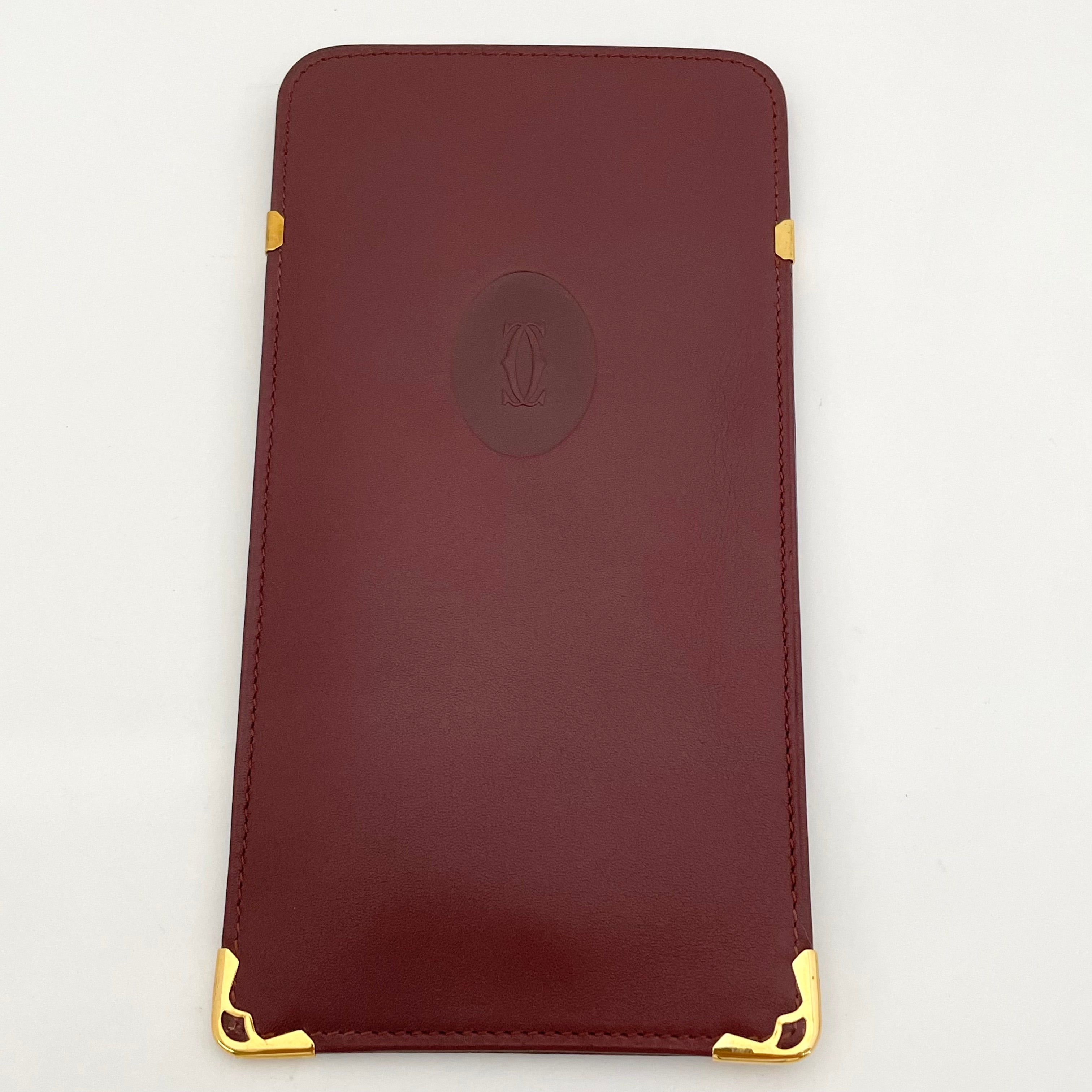 【送料無料】_ Cartier_（カルティエ）_眼鏡ケース マストライン_ボルドーxゴールド_ 中古品